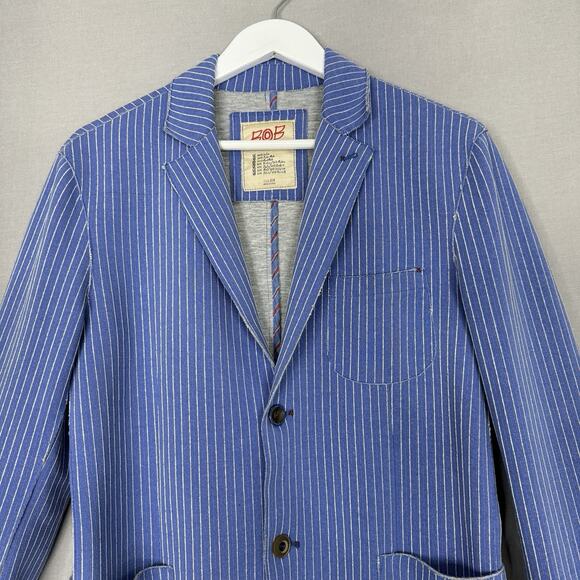 BOB Blazer Jacket Mens IT 50 Blue Striped Knit Sport Coat Made in Italy Preppy - Picture 2 of 14